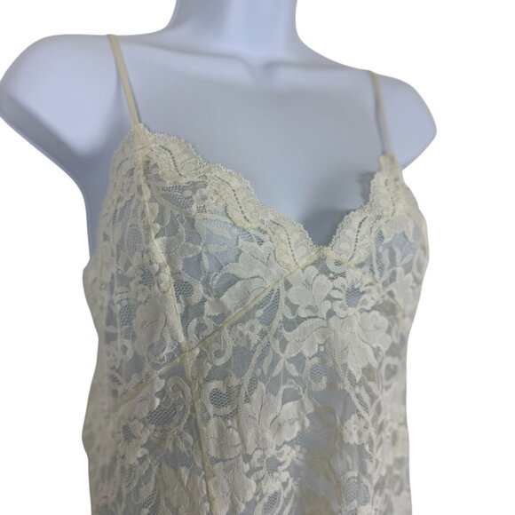 Victoria’s Secret Lace Slip Chemise Women’s Large Ivory Floral Spaghetti Strap - Picture 2 of 8